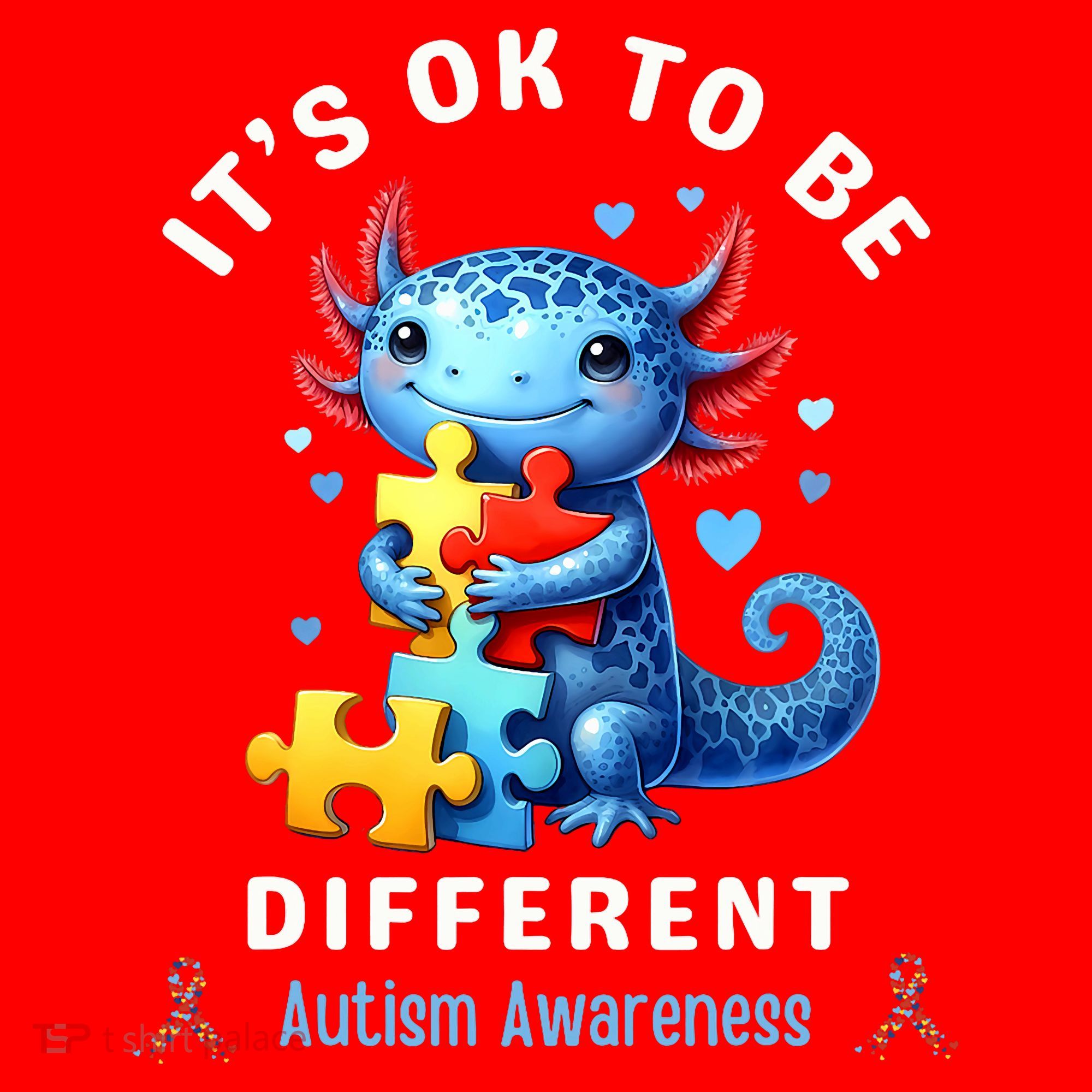 It's Ok To Be Different Autism Awareness Cute Axolotl Animal  Santa Hat