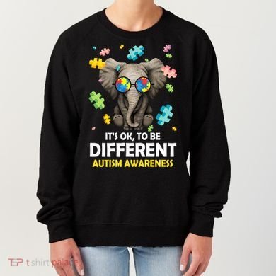 It's Ok To Be Different Elephant Autism Awareness Puzzle Meaningful Gift Women's Sweatshirt