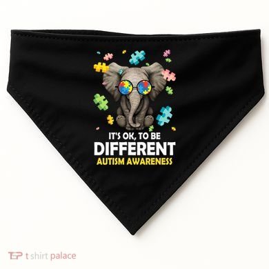 It's Ok To Be Different Elephant Autism Awareness Puzzle Meaningful Gift USA-Made Doggie Bandana