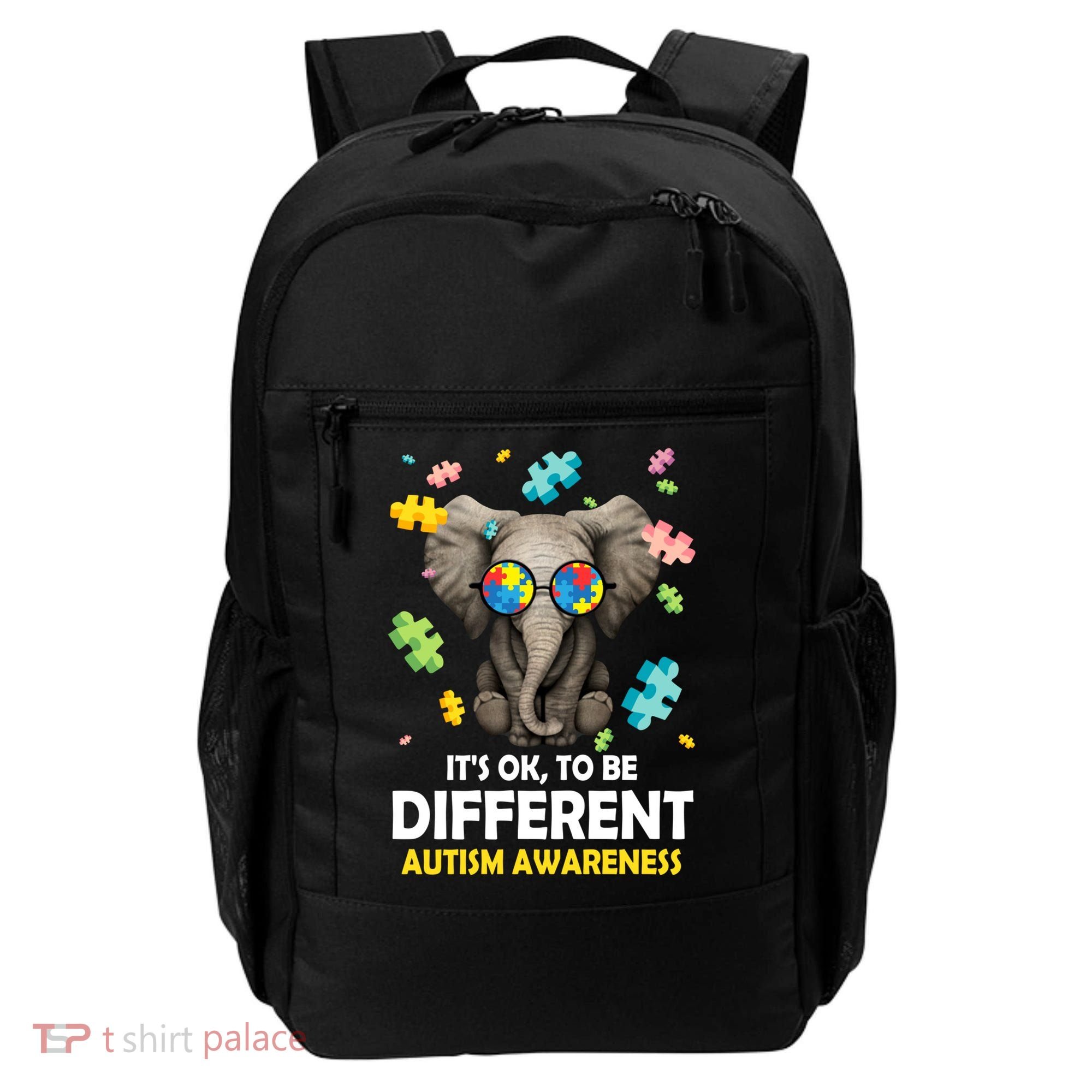 It's Ok To Be Different Elephant Autism Awareness Puzzle Meaningful Gift Backpack