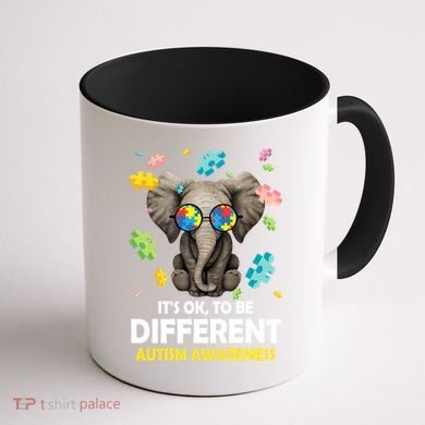 It's Ok To Be Different Elephant Autism Awareness Puzzle Meaningful Gift Coffee Mug back