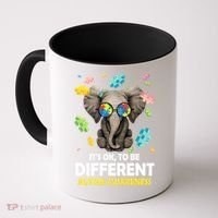 It's Ok To Be Different Elephant Autism Awareness Puzzle Meaningful Gift Coffee Mug thumb 0