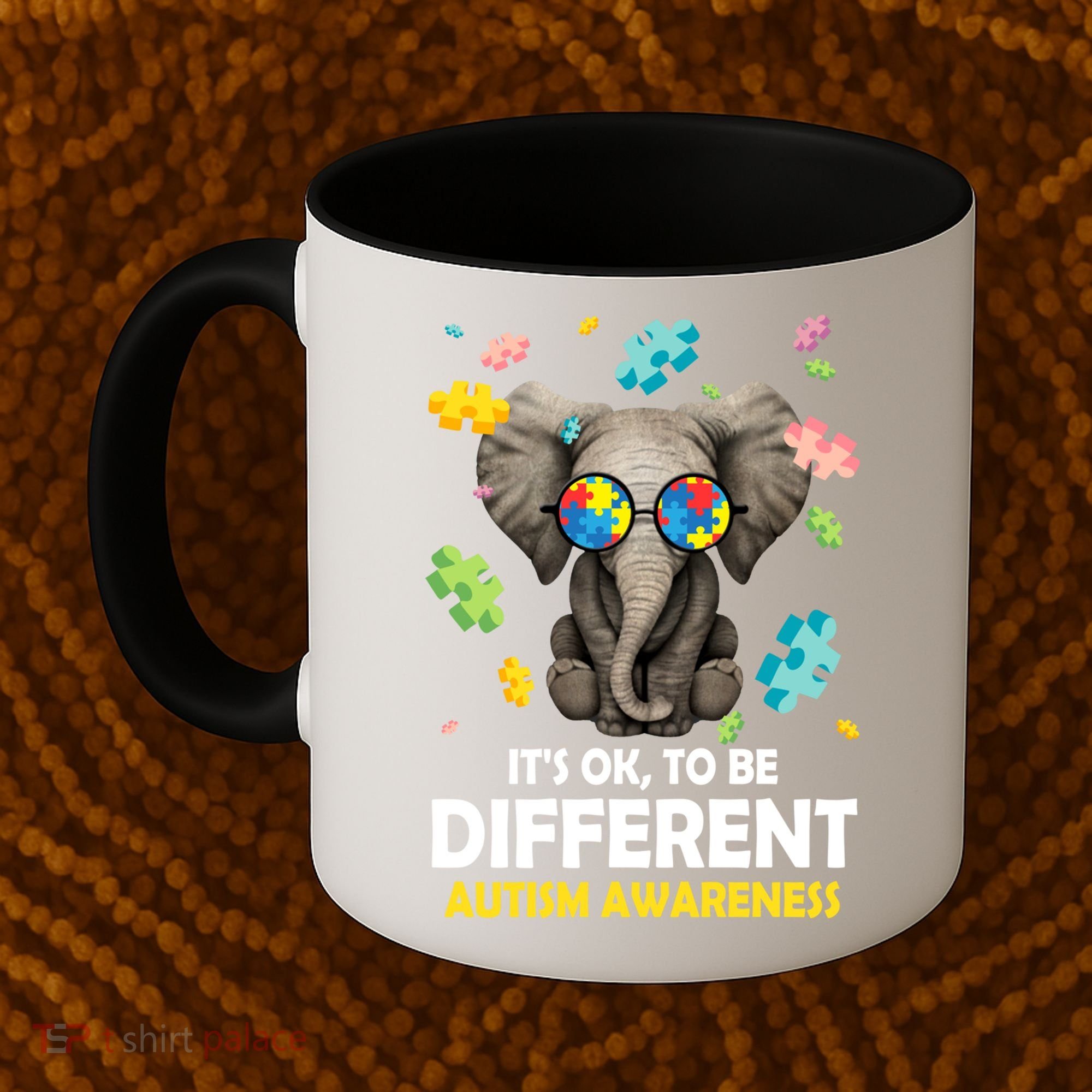 It's Ok To Be Different Elephant Autism Awareness Puzzle Meaningful Gift Coffee Mug