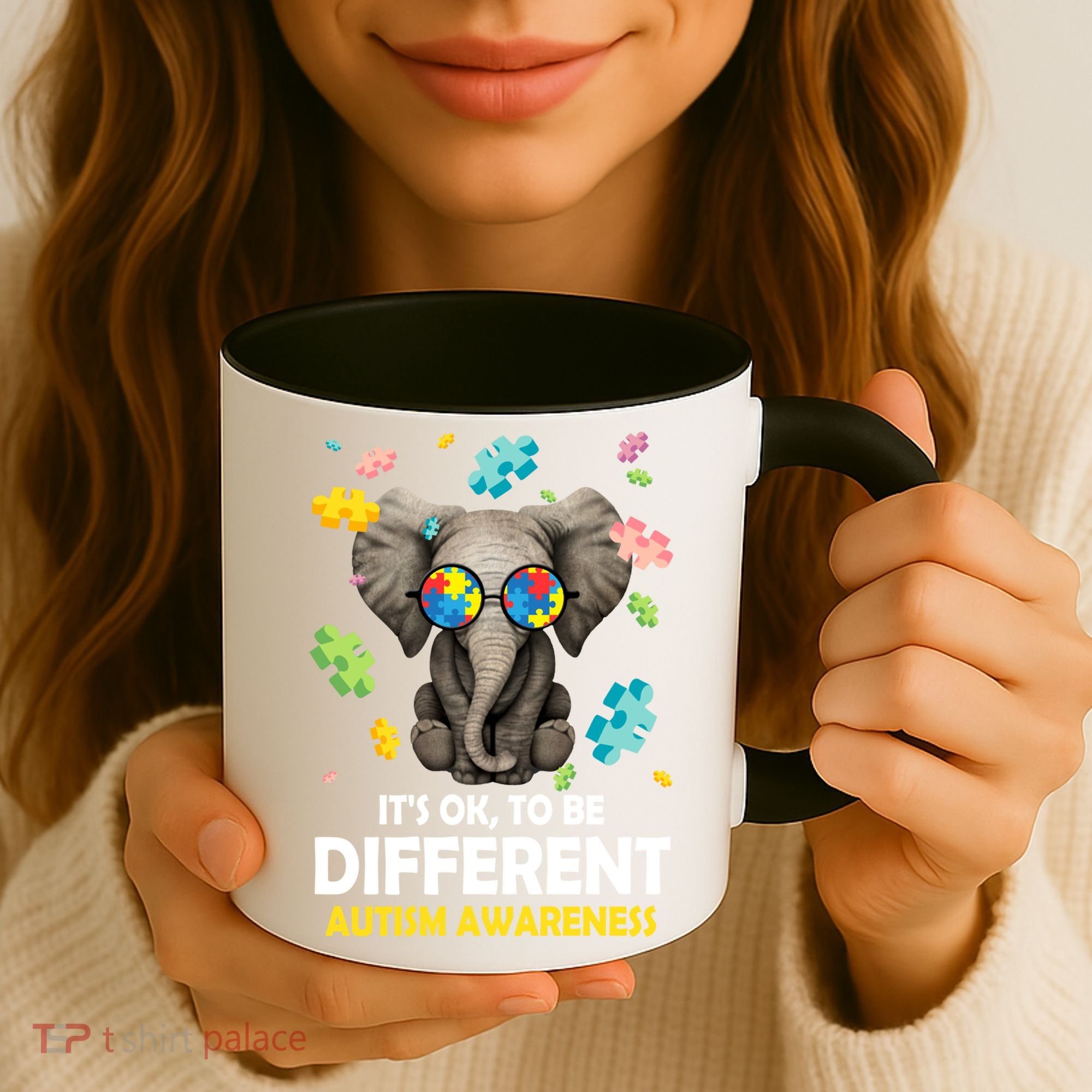 It's Ok To Be Different Elephant Autism Awareness Puzzle Meaningful Gift Coffee Mug
