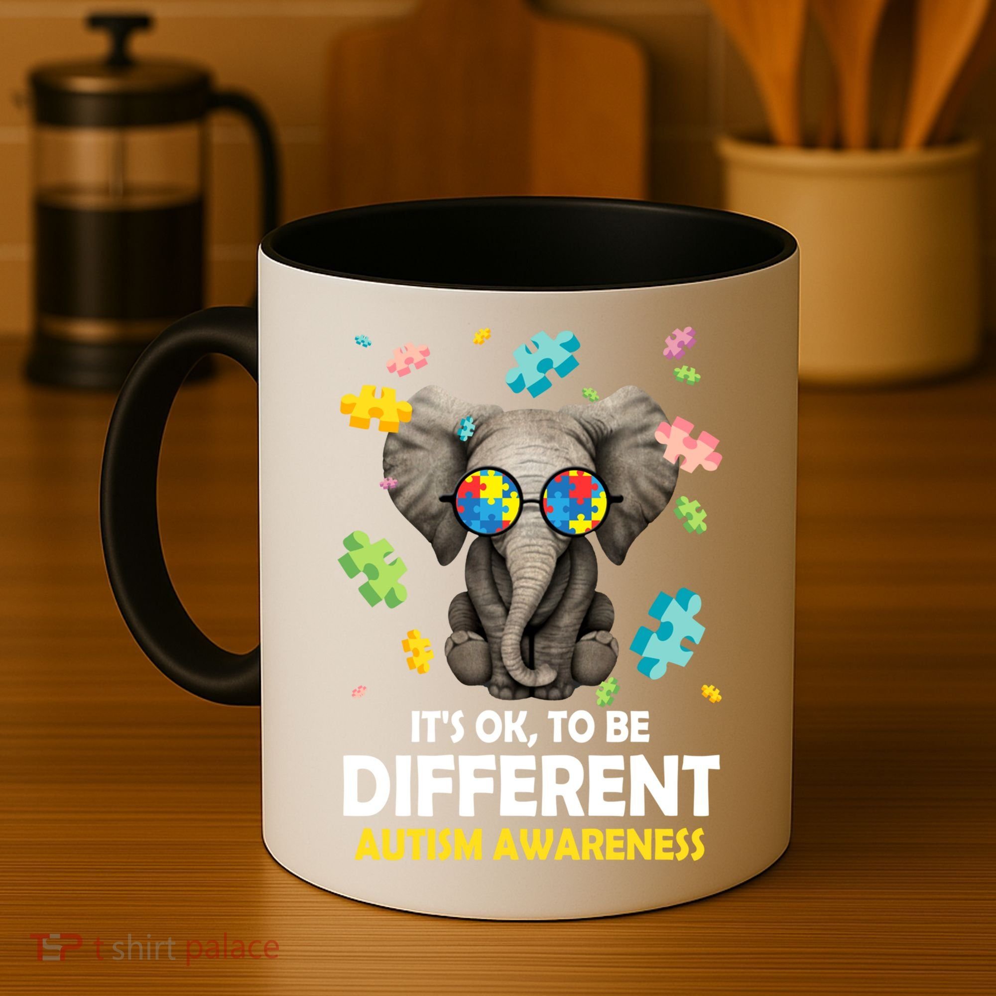 It's Ok To Be Different Elephant Autism Awareness Puzzle Meaningful Gift Coffee Mug