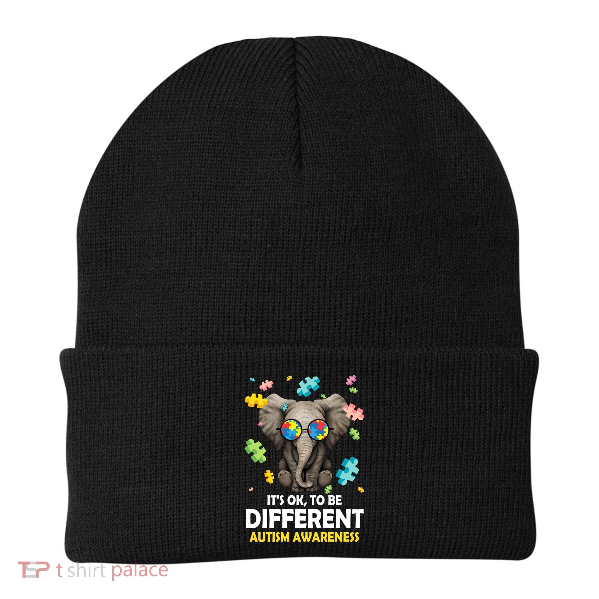 It's Ok To Be Different Elephant Autism Awareness Puzzle Meaningful Gift Beanie
