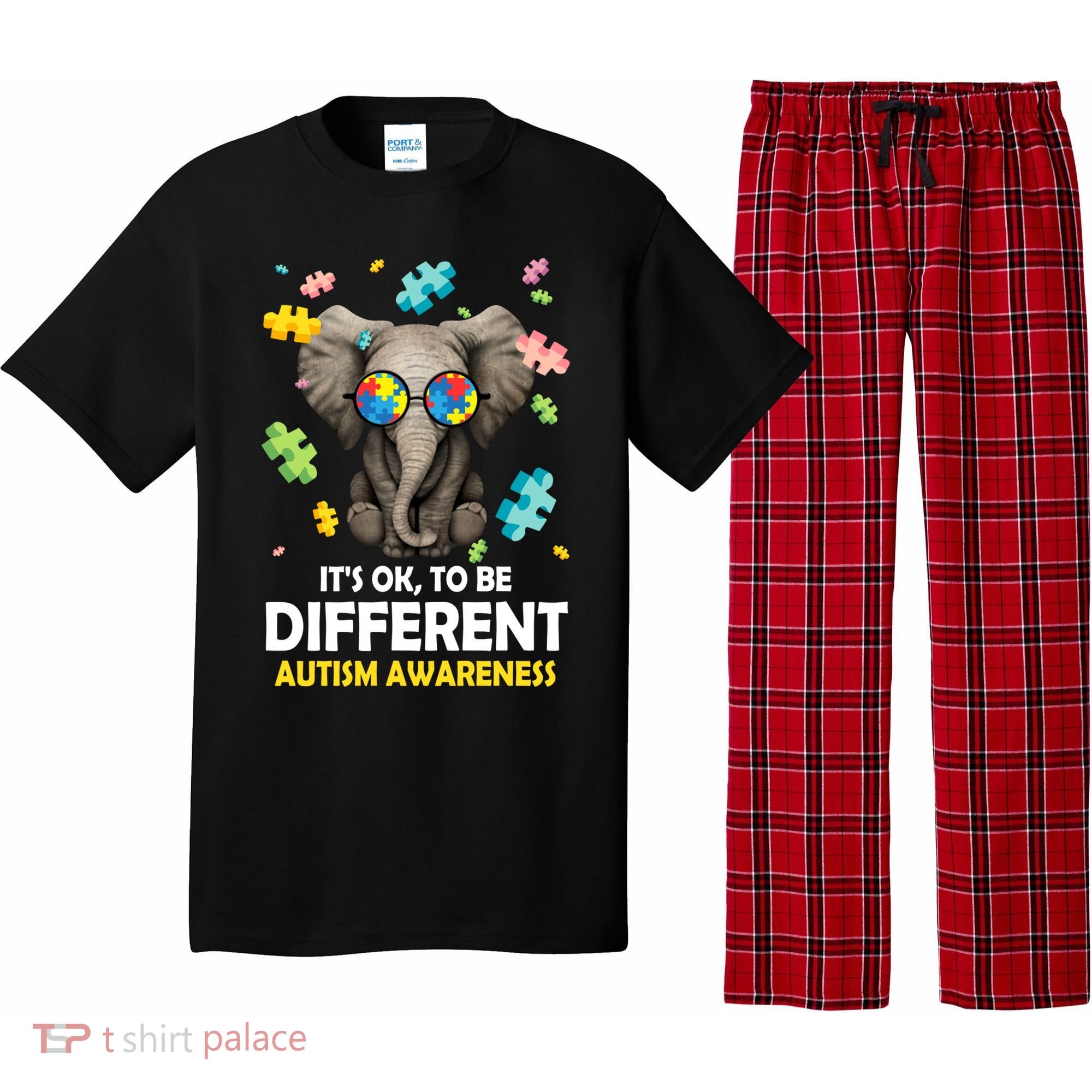 It's Ok To Be Different Elephant Autism Awareness Puzzle Meaningful Gift Pajama Set