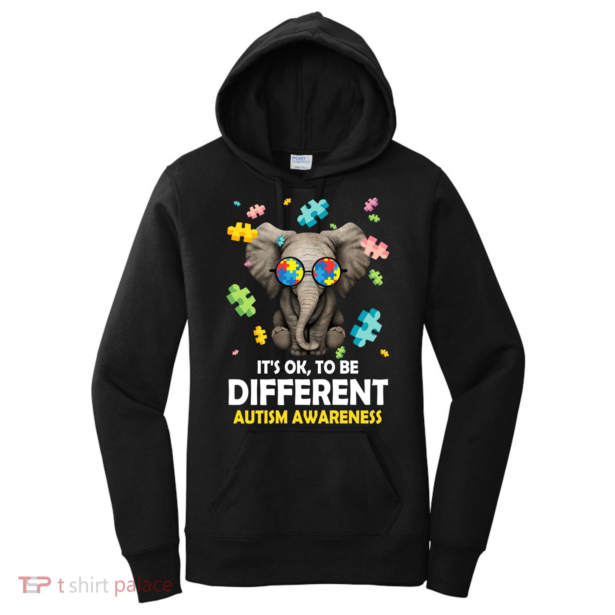 It's Ok To Be Different Elephant Autism Awareness Puzzle Meaningful Gift Women's Hoodie