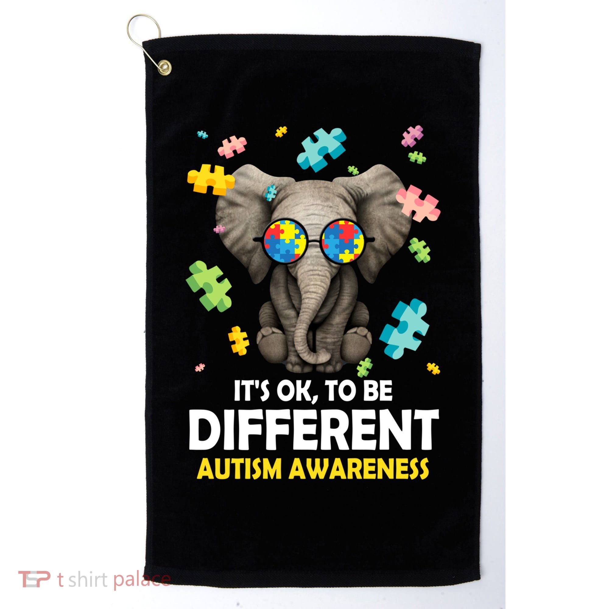 It's Ok To Be Different Elephant Autism Awareness Puzzle Meaningful Gift Golf Towel