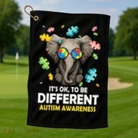 It's Ok To Be Different Elephant Autism Awareness Puzzle Meaningful Gift Golf Towel thumb 1