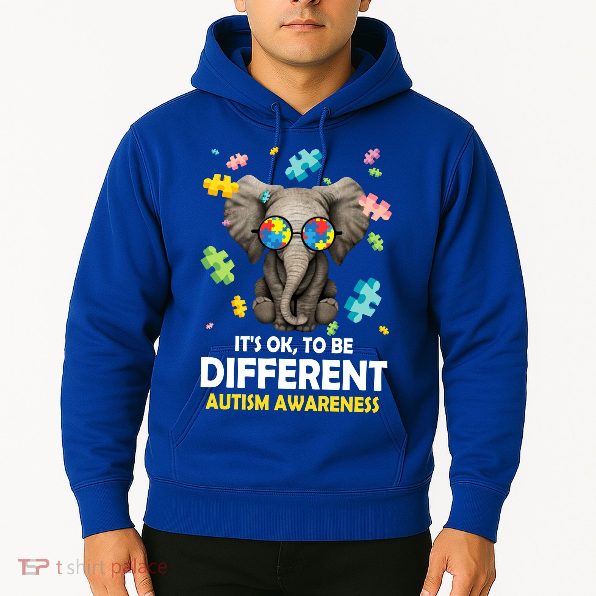 It's Ok To Be Different Elephant Autism Awareness Puzzle Meaningful Gift Hoodie