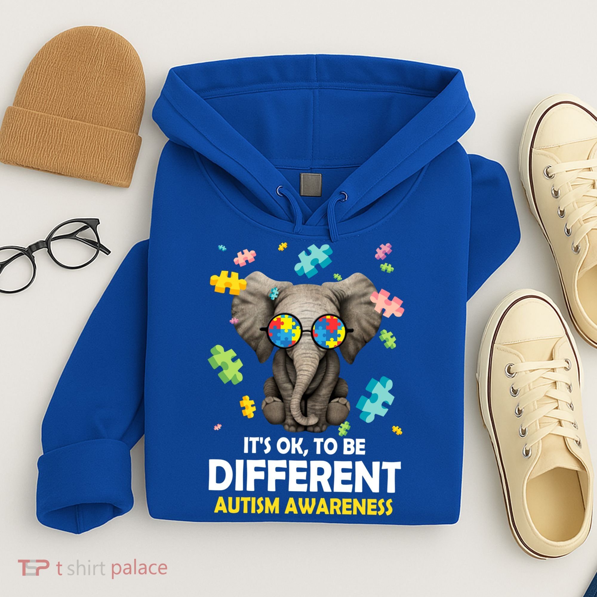 It's Ok To Be Different Elephant Autism Awareness Puzzle Meaningful Gift Hoodie