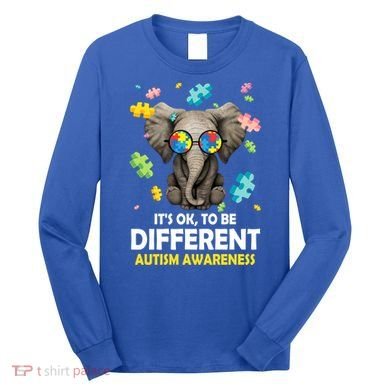 It's Ok To Be Different Elephant Autism Awareness Puzzle Meaningful Gift Long Sleeve Shirt
