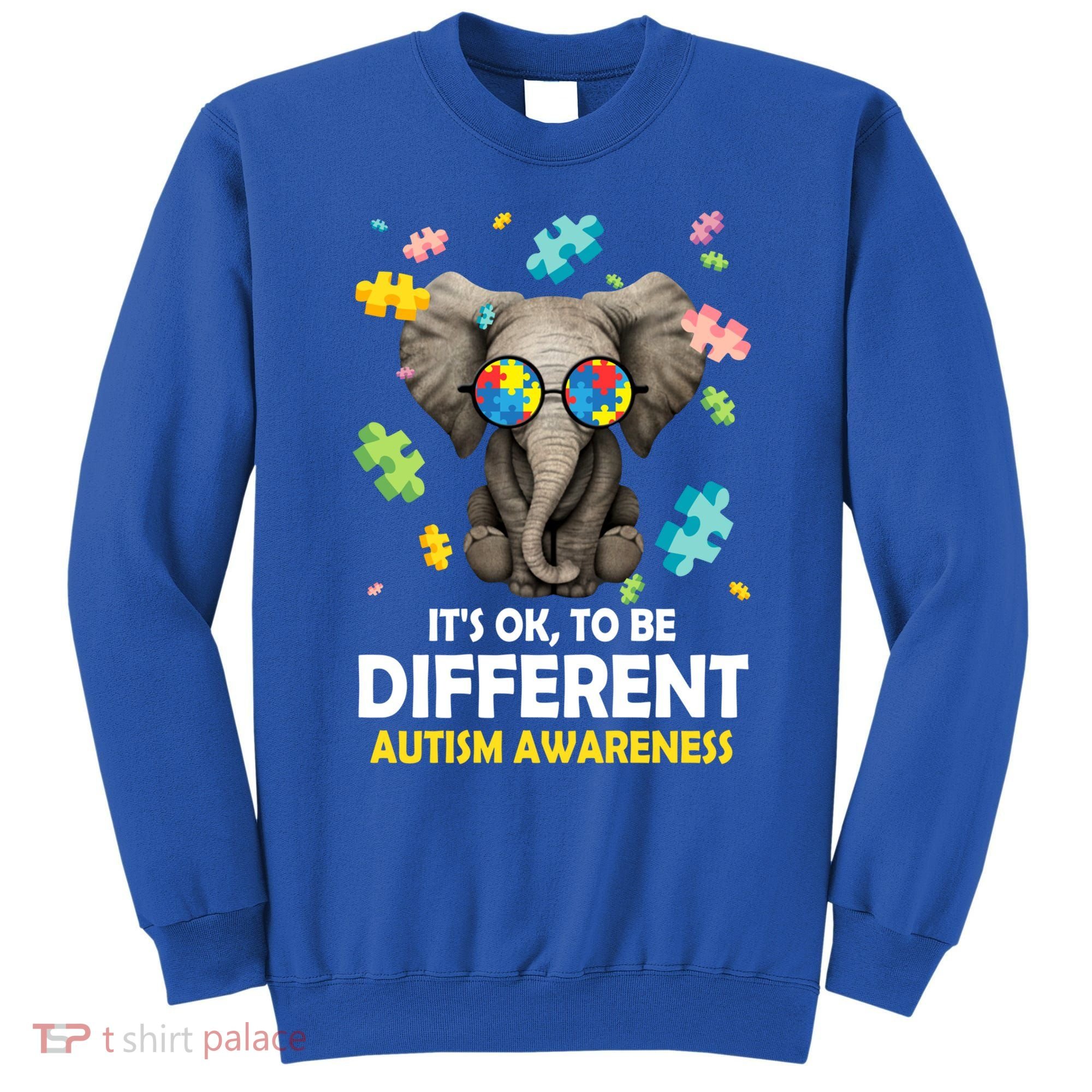 It's Ok To Be Different Elephant Autism Awareness Puzzle Meaningful Gift Sweatshirt