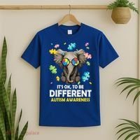 It's Ok To Be Different Elephant Autism Awareness Puzzle Meaningful Gift T-Shirt thumb 2