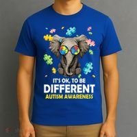 It's Ok To Be Different Elephant Autism Awareness Puzzle Meaningful Gift T-Shirt thumb 3