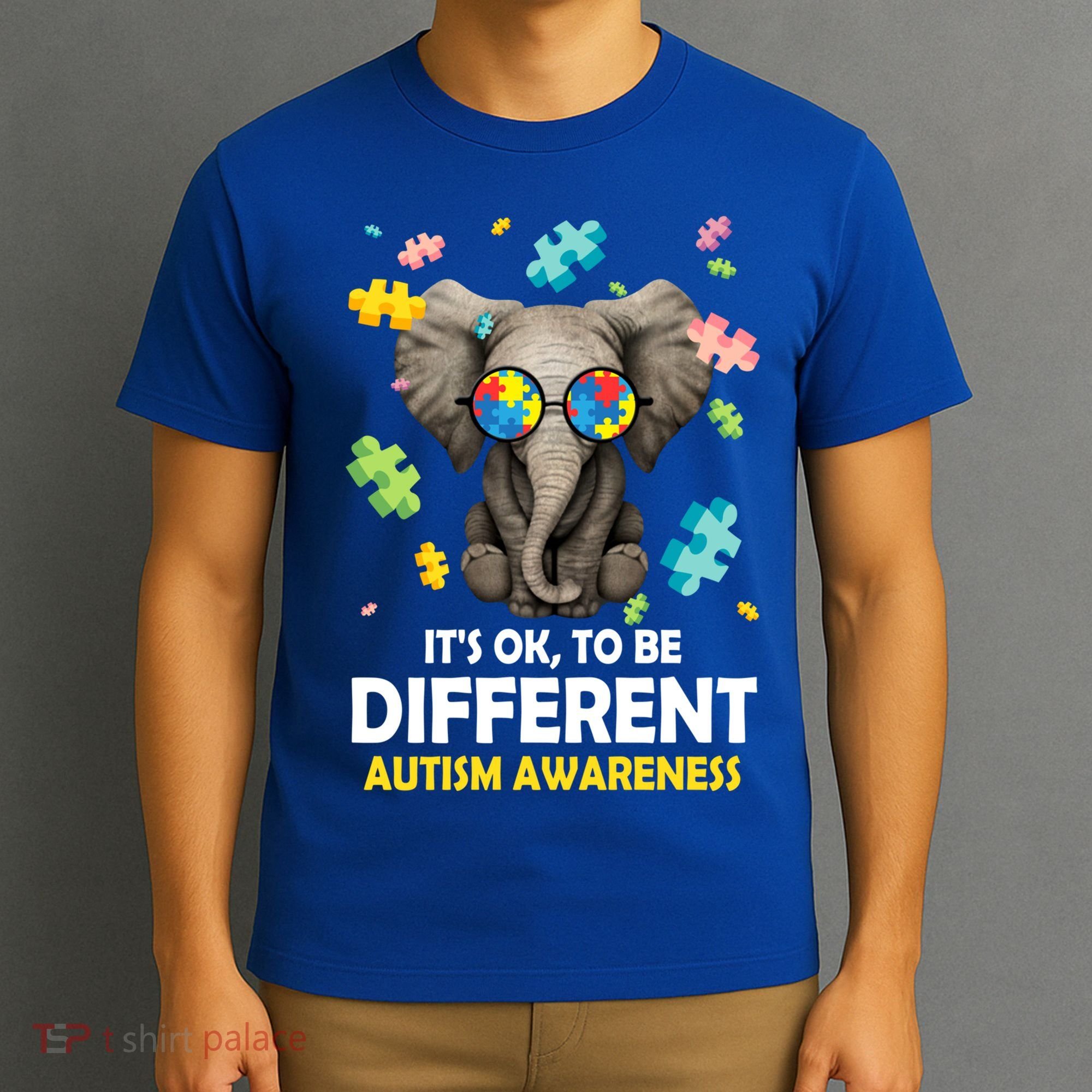It's Ok To Be Different Elephant Autism Awareness Puzzle Meaningful Gift T-Shirt