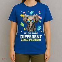 It's Ok To Be Different Elephant Autism Awareness Puzzle Meaningful Gift T-Shirt thumb 4
