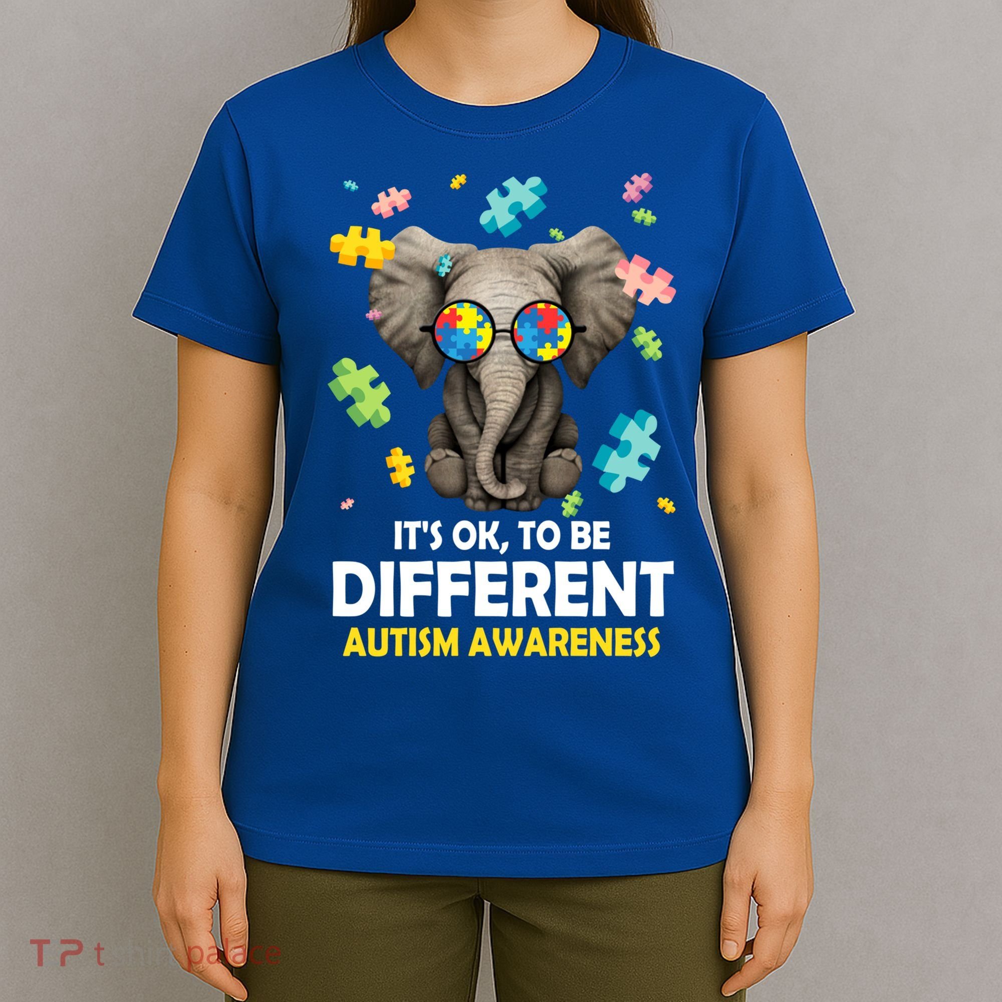 It's Ok To Be Different Elephant Autism Awareness Puzzle Meaningful Gift T-Shirt