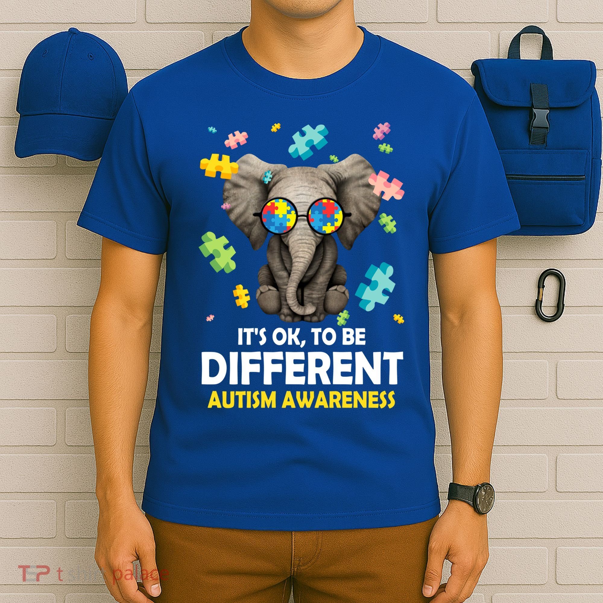 It's Ok To Be Different Elephant Autism Awareness Puzzle Meaningful Gift T-Shirt