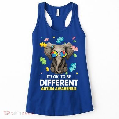 It's Ok To Be Different Elephant Autism Awareness Puzzle Meaningful Gift Women's Tank Top