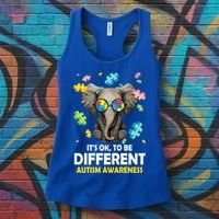 It's Ok To Be Different Elephant Autism Awareness Puzzle Meaningful Gift Women's Tank Top thumb 3