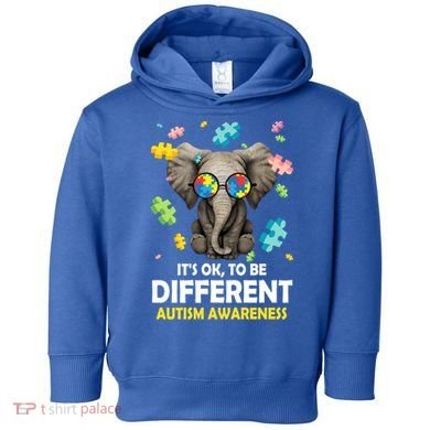 It's Ok To Be Different Elephant Autism Awareness Puzzle Meaningful Gift Toddler Hoodie