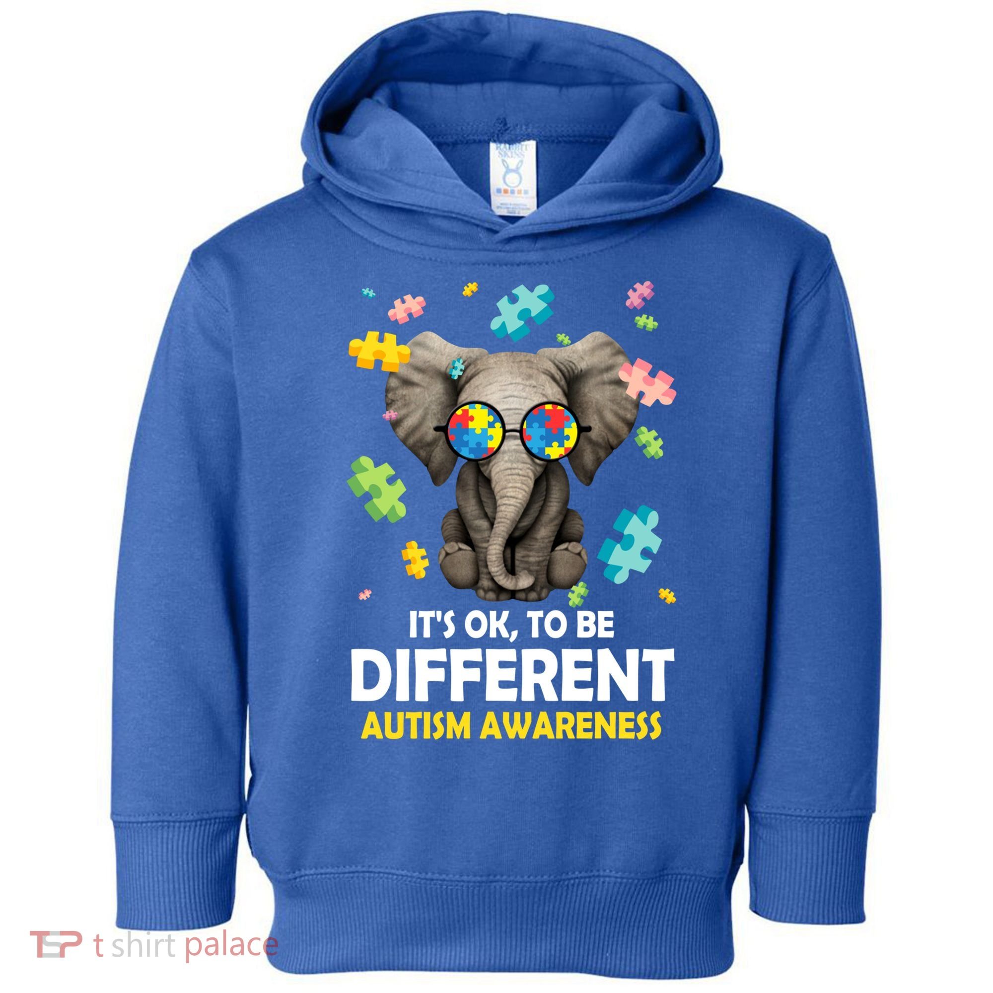 It's Ok To Be Different Elephant Autism Awareness Puzzle Meaningful Gift Toddler Hoodie