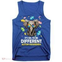 It's Ok To Be Different Elephant Autism Awareness Puzzle Meaningful Gift Tank Top thumb 0