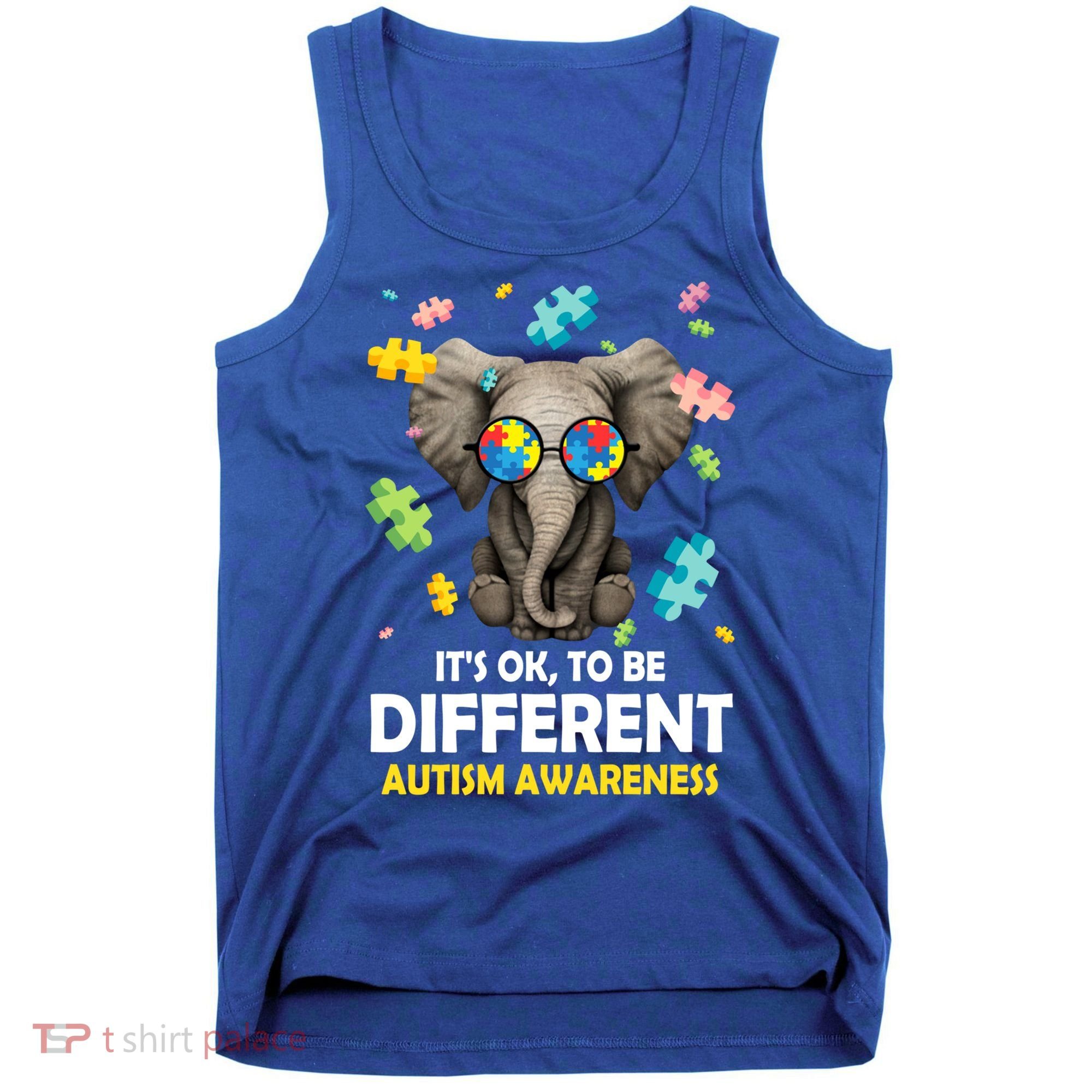 It's Ok To Be Different Elephant Autism Awareness Puzzle Meaningful Gift Tank Top