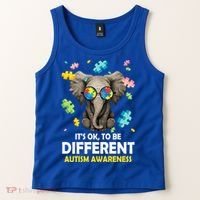 It's Ok To Be Different Elephant Autism Awareness Puzzle Meaningful Gift Tank Top thumb 2