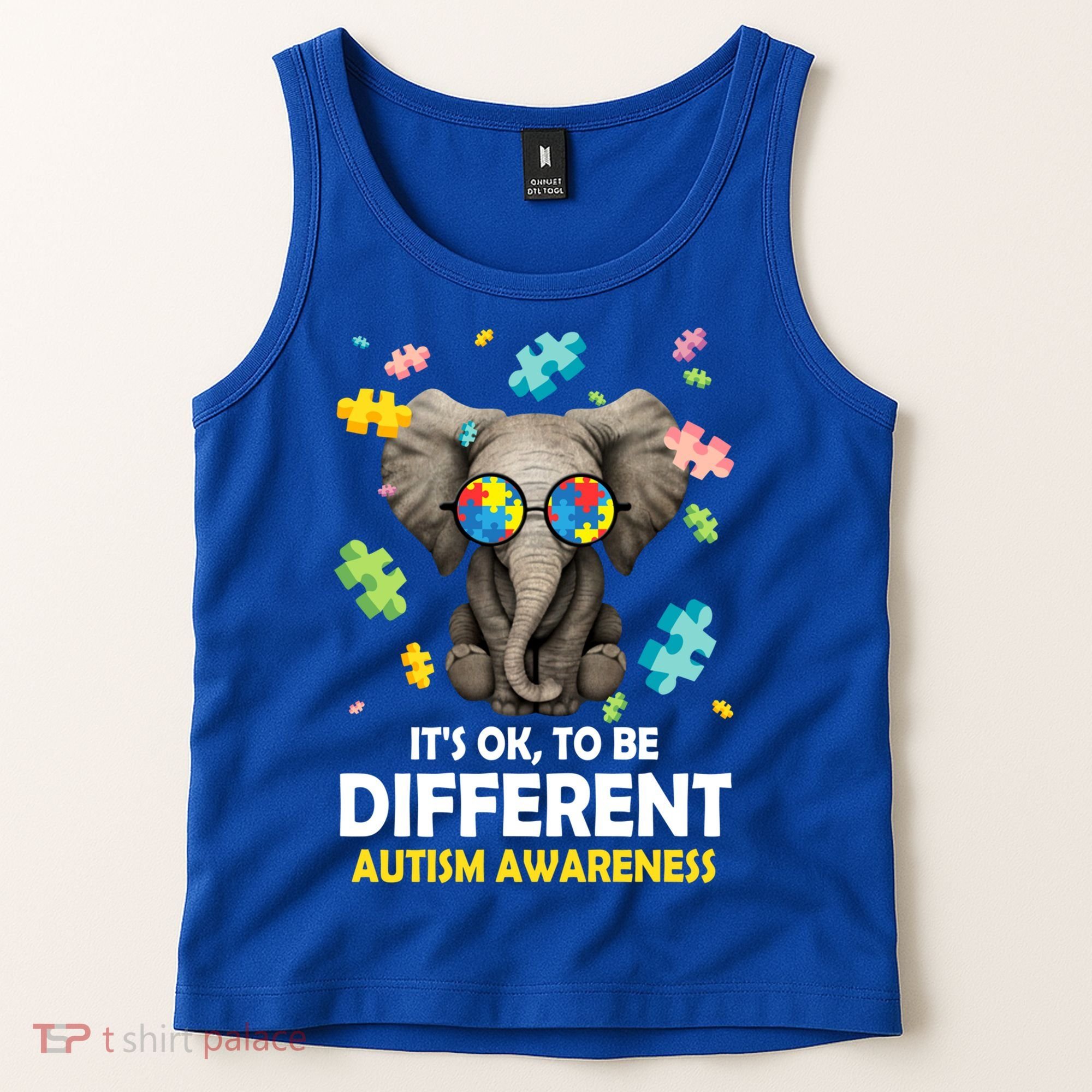 It's Ok To Be Different Elephant Autism Awareness Puzzle Meaningful Gift Tank Top