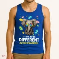 It's Ok To Be Different Elephant Autism Awareness Puzzle Meaningful Gift Tank Top thumb 3