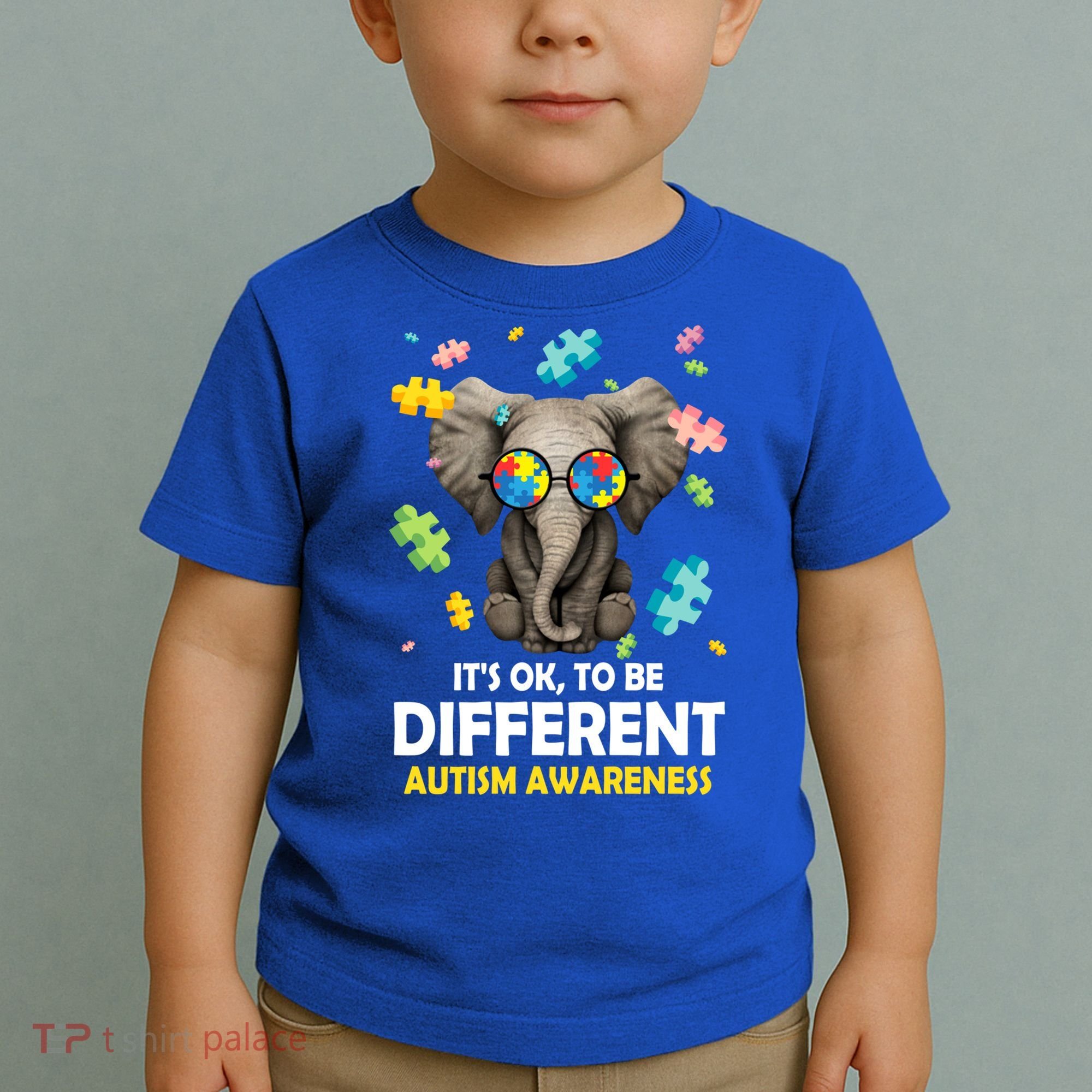 It's Ok To Be Different Elephant Autism Awareness Puzzle Meaningful Gift Toddler T-Shirt