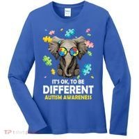It's Ok To Be Different Elephant Autism Awareness Puzzle Meaningful Gift Women's Long Sleeve Shirt thumb 0