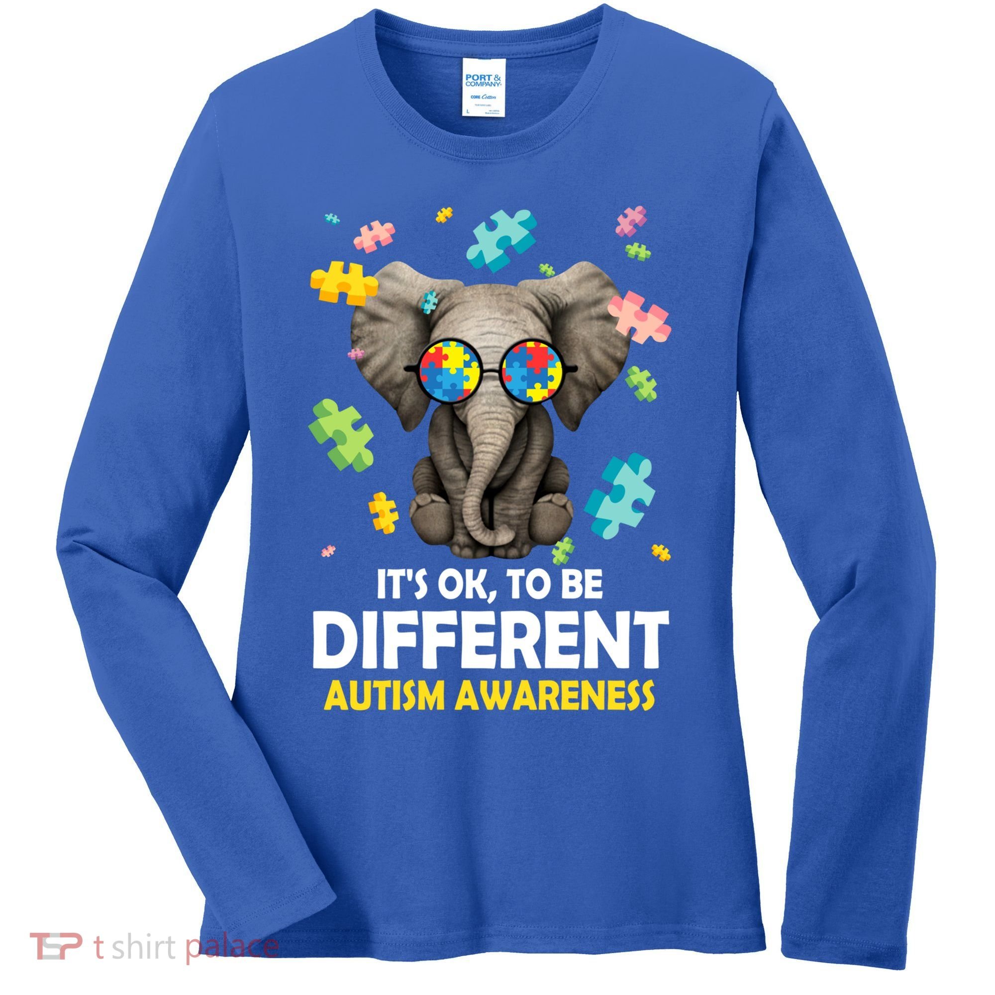 It's Ok To Be Different Elephant Autism Awareness Puzzle Meaningful Gift Women's Long Sleeve Shirt
