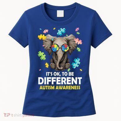It's Ok To Be Different Elephant Autism Awareness Puzzle Meaningful Gift Women's T-Shirt