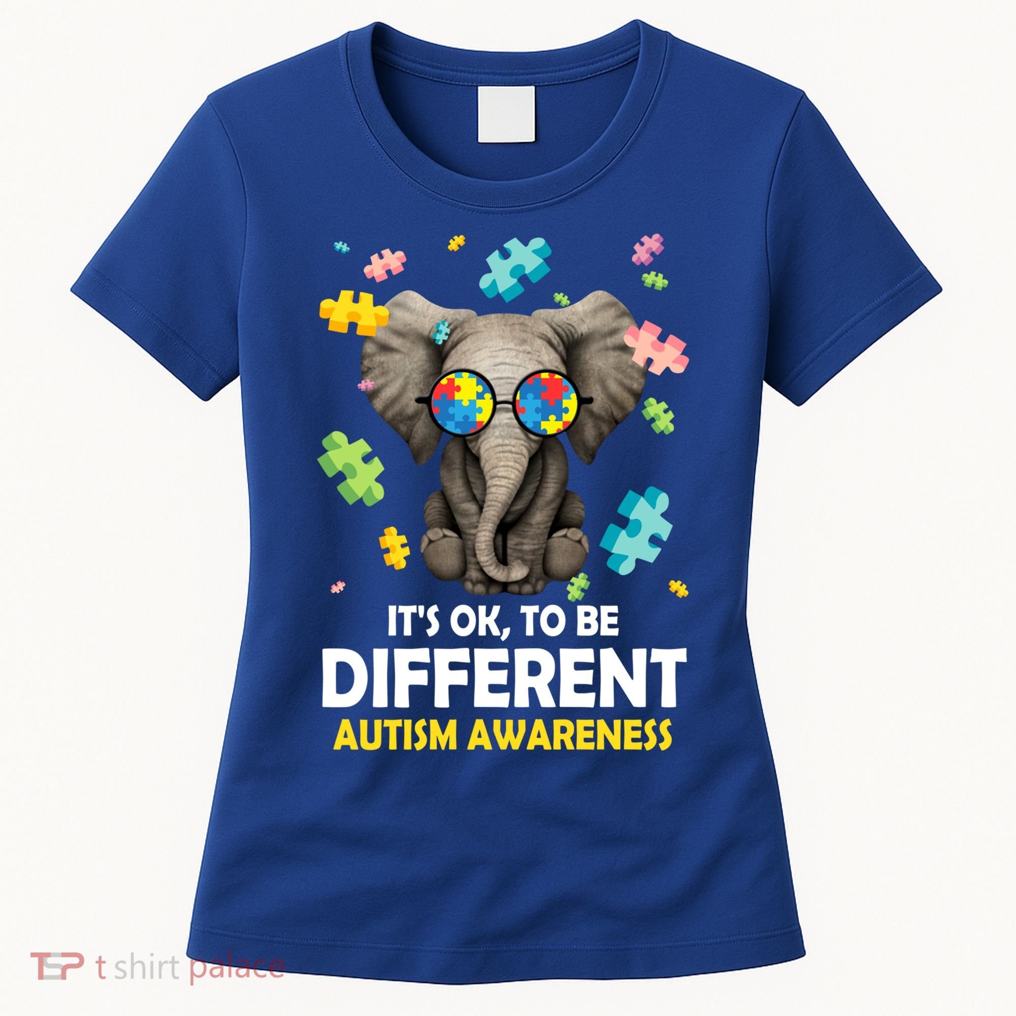 It's Ok To Be Different Elephant Autism Awareness Puzzle Meaningful Gift Women's T-Shirt