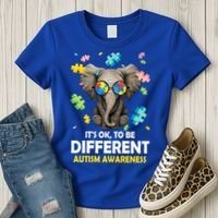 It's Ok To Be Different Elephant Autism Awareness Puzzle Meaningful Gift Women's T-Shirt thumb 3