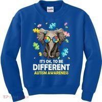 It's Ok To Be Different Elephant Autism Awareness Puzzle Meaningful Gift Kids Sweatshirt thumb 0