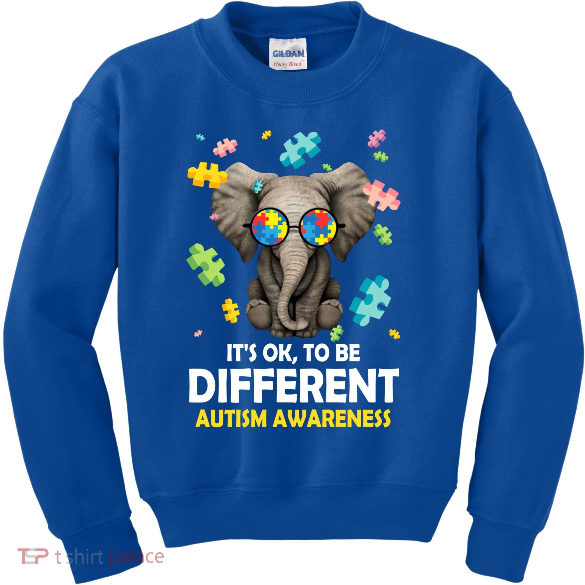 It's Ok To Be Different Elephant Autism Awareness Puzzle Meaningful Gift Kids Sweatshirt