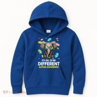 It's Ok To Be Different Elephant Autism Awareness Puzzle Meaningful Gift Kids Hoodie thumb 0
