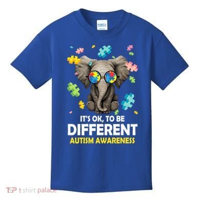 It's Ok To Be Different Elephant Autism Awareness Puzzle Meaningful Gift Kids T-Shirt