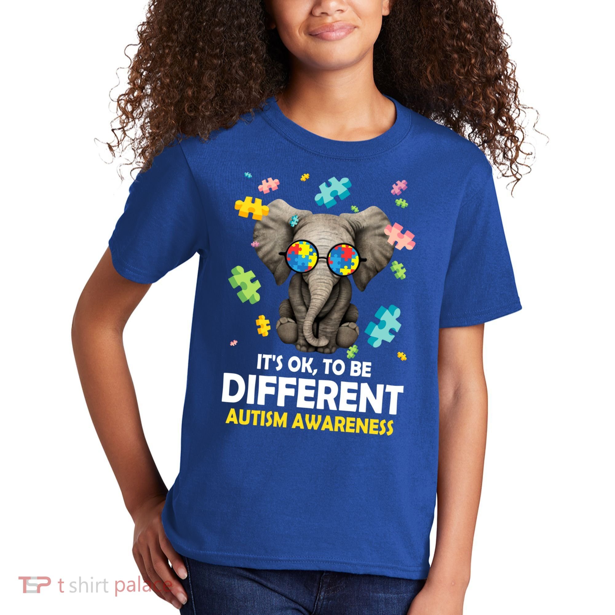 It's Ok To Be Different Elephant Autism Awareness Puzzle Meaningful Gift Kids T-Shirt