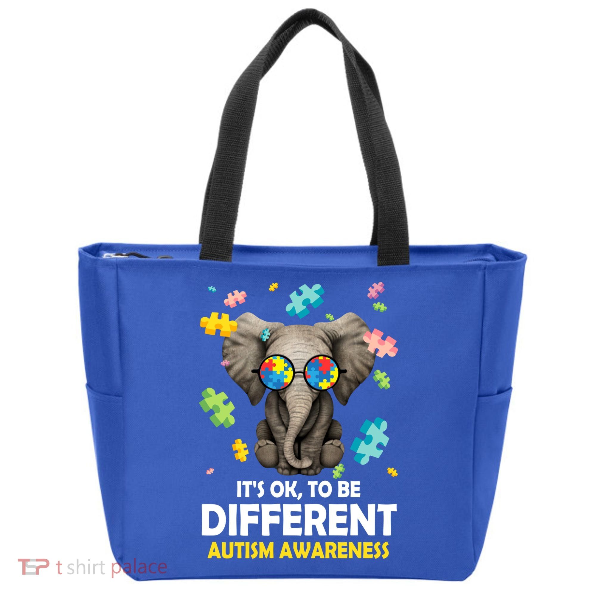 It's Ok To Be Different Elephant Autism Awareness Puzzle Meaningful Gift Tote Bag