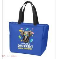 It's Ok To Be Different Elephant Autism Awareness Puzzle Meaningful Gift Tote Bag thumb 3