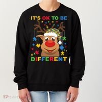 its ok to be different reindeer autism christmas Women's Sweatshirt thumb 0