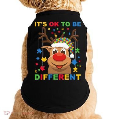 its ok to be different reindeer autism christmas Doggie Tank