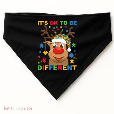 its ok to be different reindeer autism christmas USA-Made Doggie Bandana