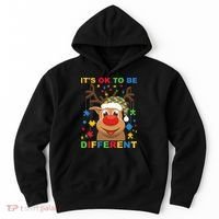 its ok to be different reindeer autism christmas Hoodie thumb 0